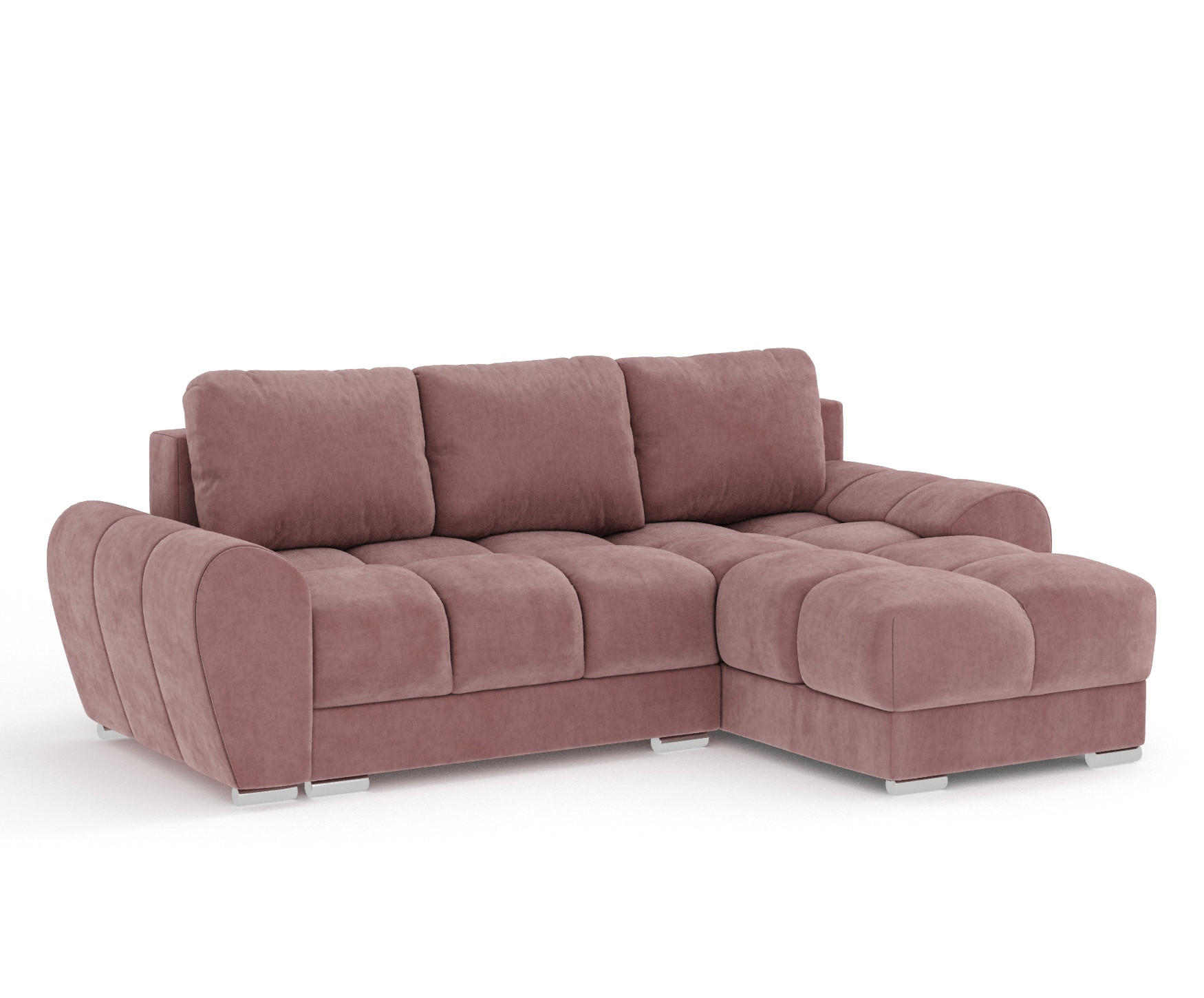 ECKSOFA MIT SCHLAFFUNKTION Peebles Rosa Samtstoff - Chromfarben/Pink, Holz/Holzwerkstoff (256/175cm) - Maison de Reve