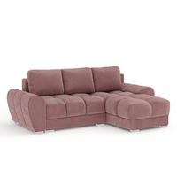 ECKSOFA MIT SCHLAFFUNKTION Peebles Rosa Samtstoff - Chromfarben/Pink, Holz/Holzwerkstoff (256/175cm) - Maison de Reve