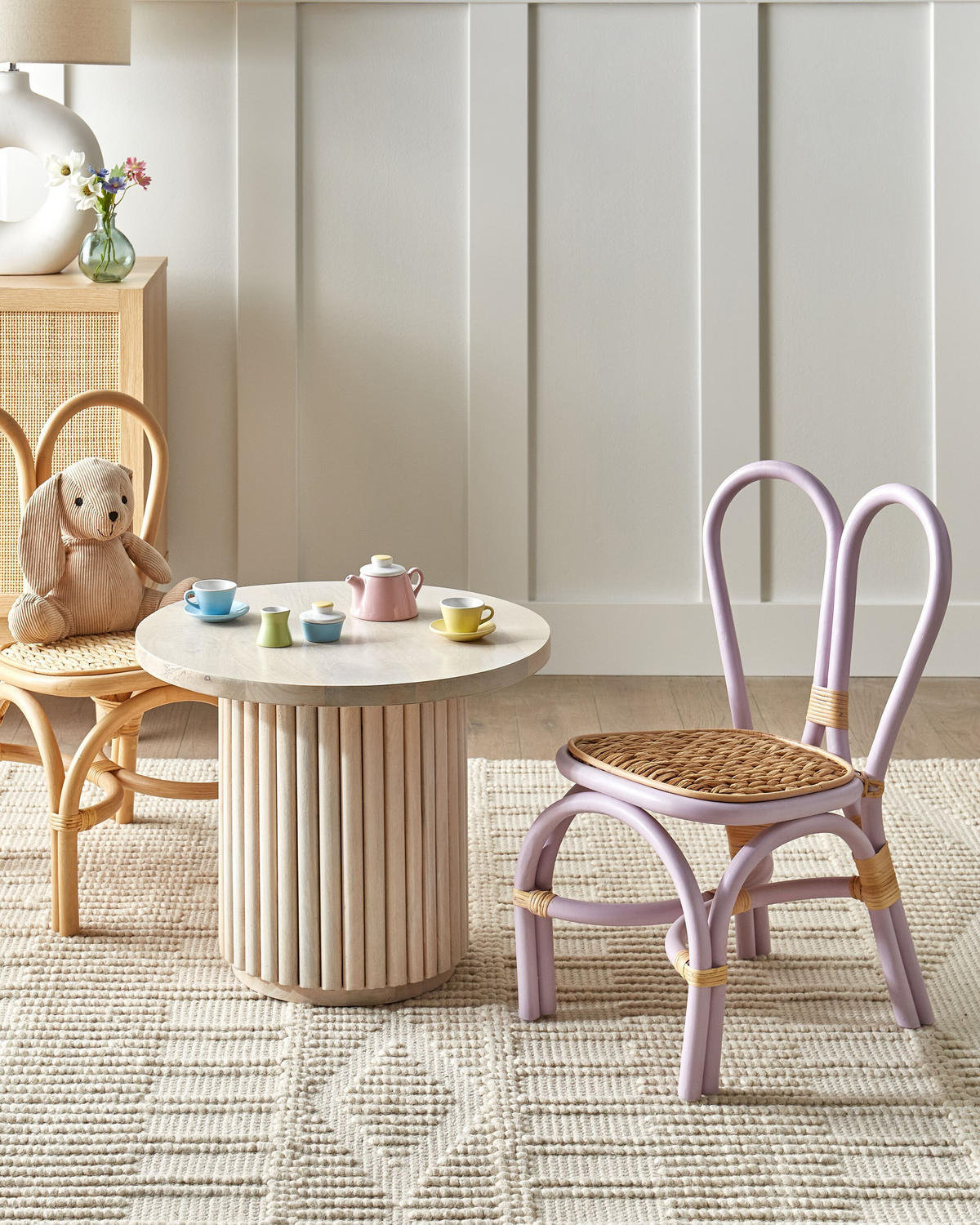 BARNFÅTÖLJ violett Desimi - Violett, Naturmaterial (38/60/38cm) - Beliani