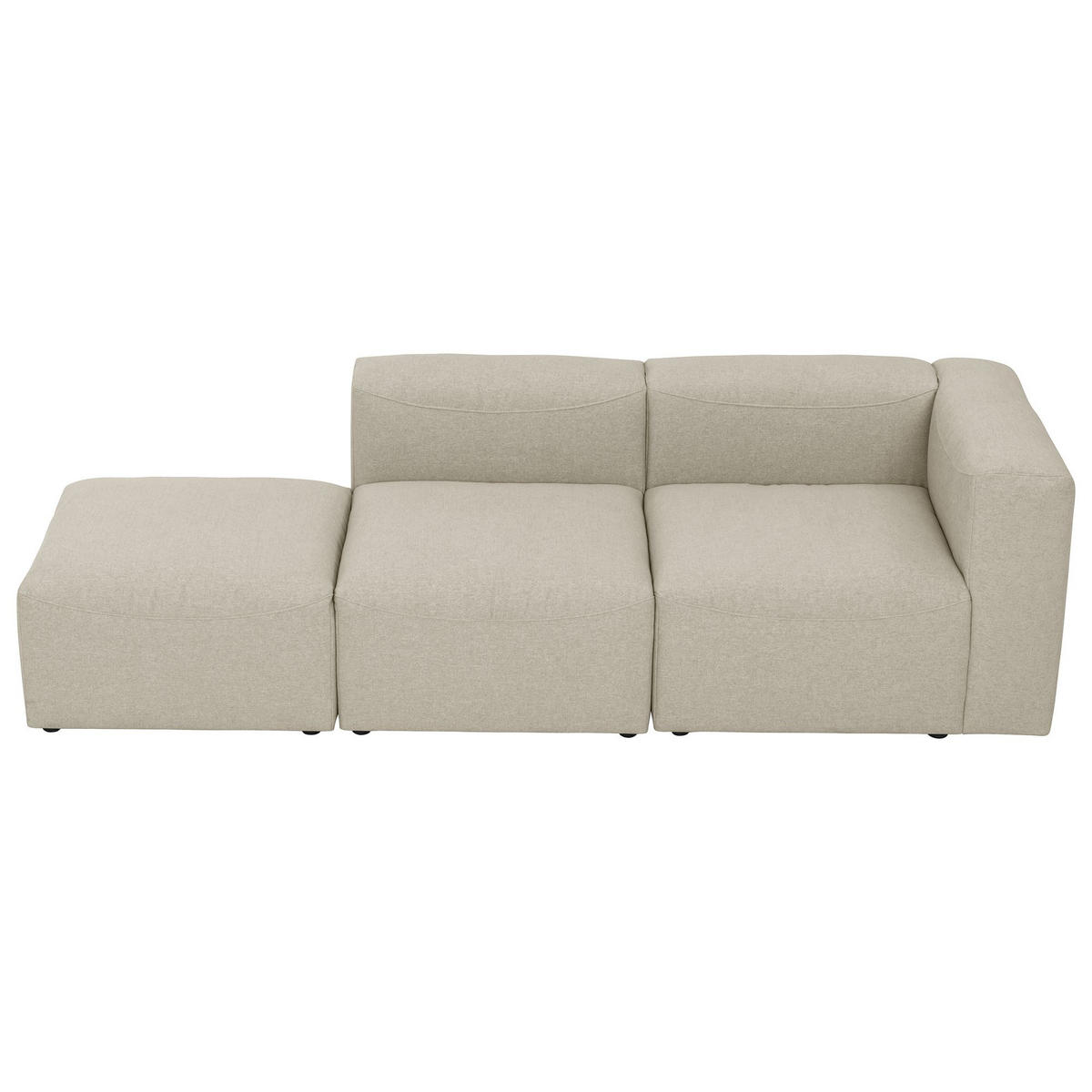 SOFA 2-Sitzer mit Hocker links Kattrina Flachgewebe creme - Creme, Kunststoff (100/73/250cm) - 58aufmkessel