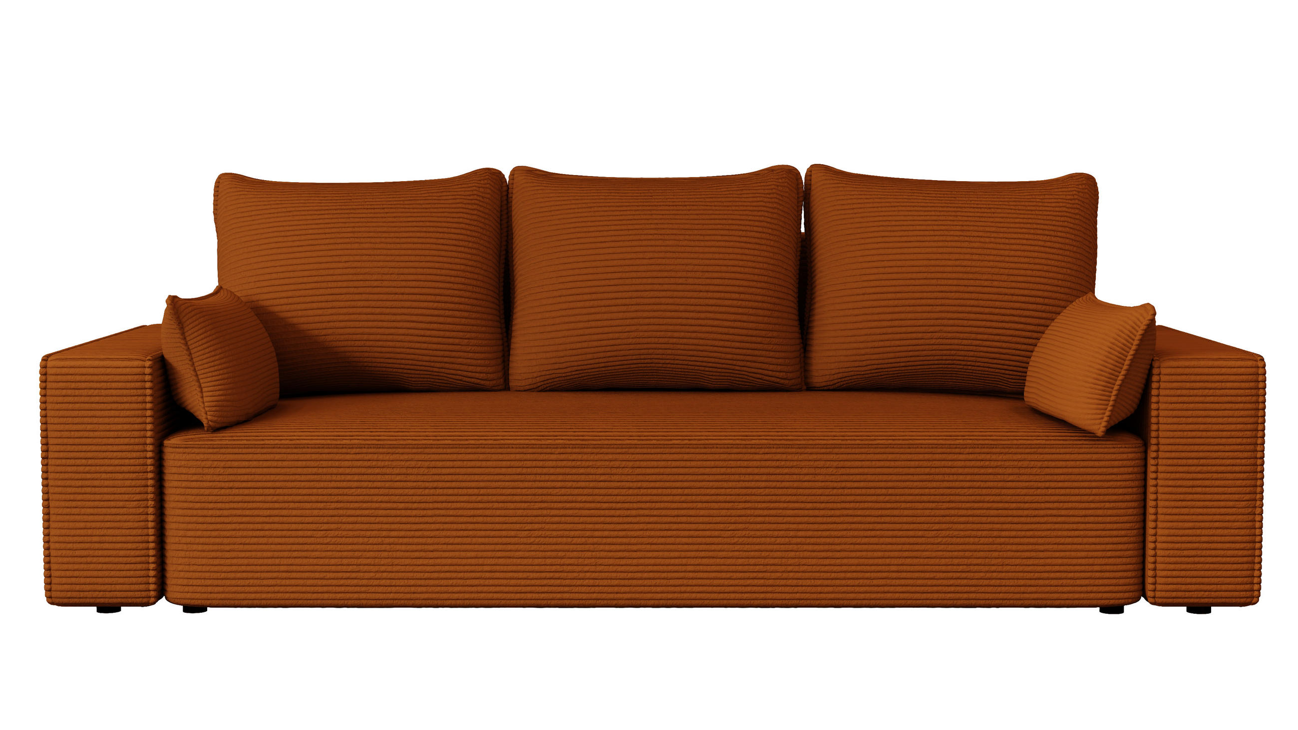SOFA Vens mit Bettkasten und Schlaffunktion, Cordstoff - Rostfarben, Holzwerkstoff (242/85/95cm)