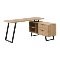 ECKSCHREIBTISCH mit Stauraum - MDF- Holzfarben & Schwarz - NAYARO - Schwarz, Holz (150/120/75cm) - Vente-Unique
