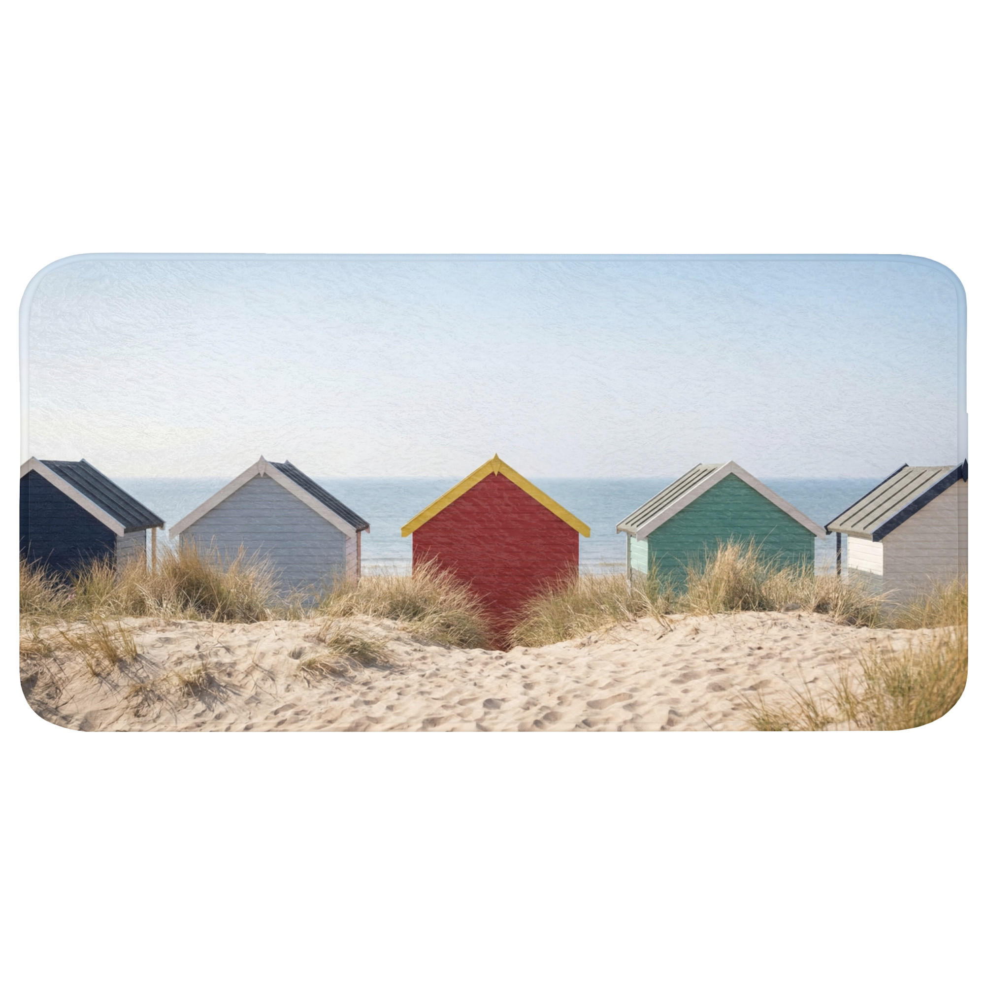 BADEMATTE Strand - Ferienhäuser - Farbenfroh - Dünen Badezimmerteppich 120x60 cm - Multicolor, Kunststoff/Textil (120/60cm) - OnlyWow