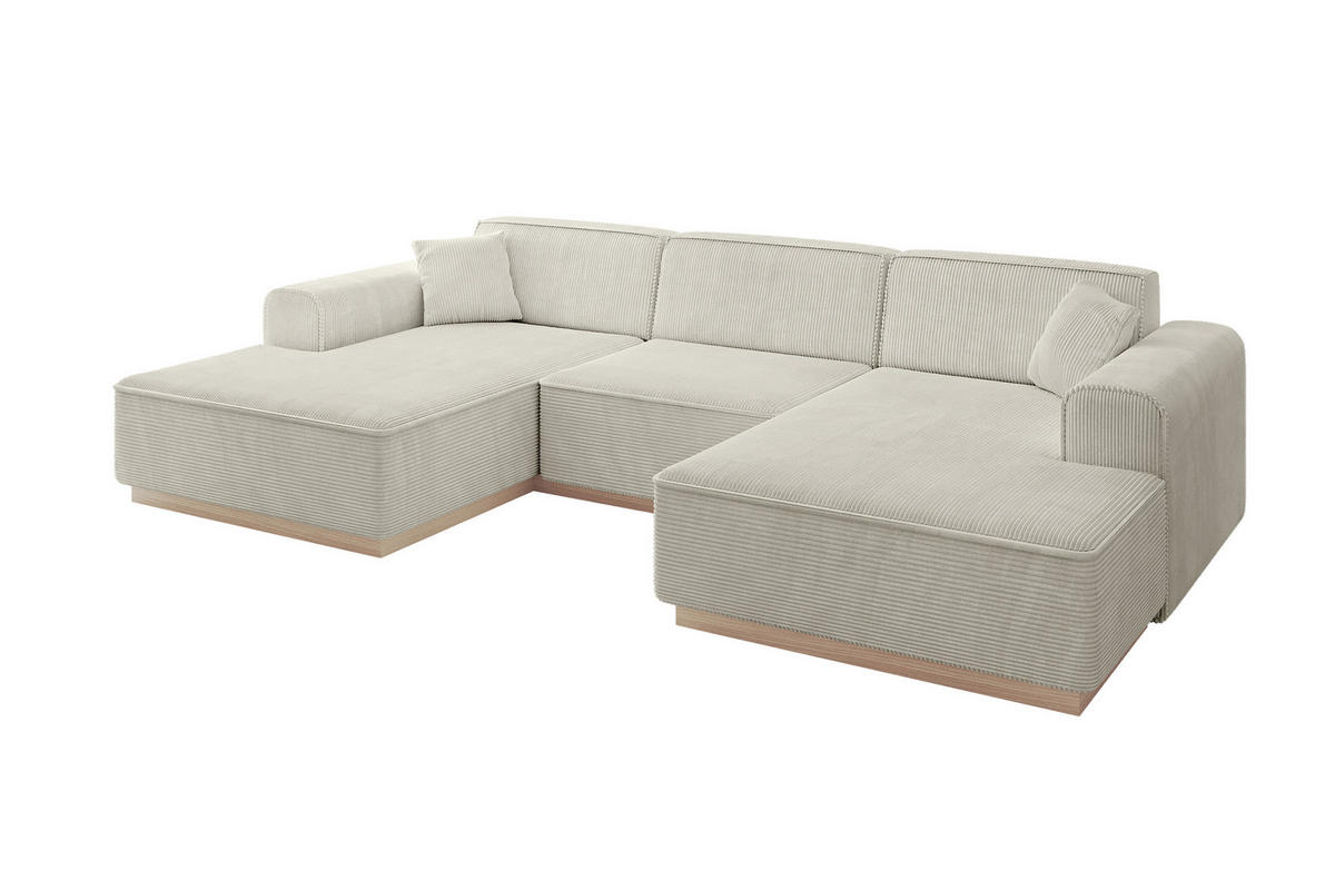 WOHNLANDSCHAFT IREA-U1 - 303x171x83 cm Hellgrau - Ecru/Creme, Holzwerkstoff/Textil (303/83/171cm) - ALTDECOR