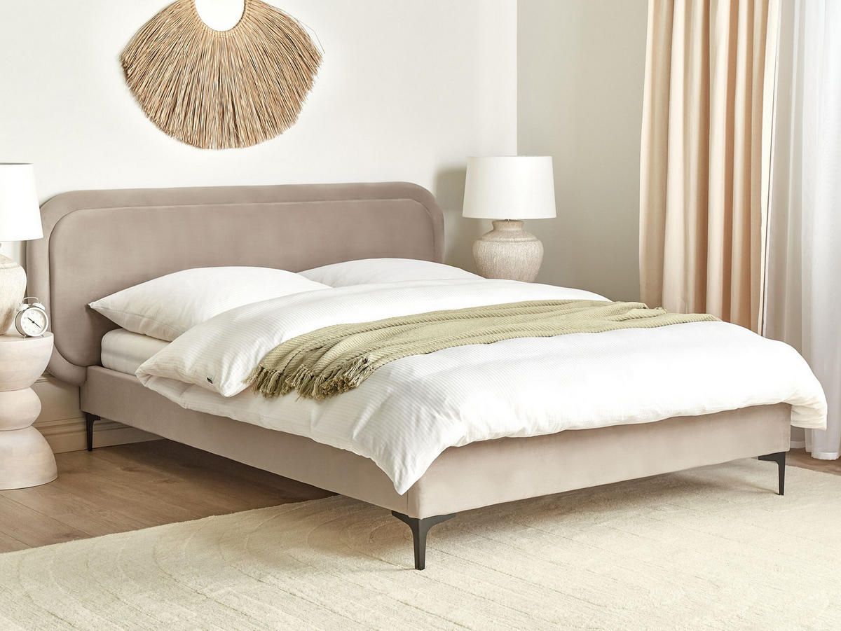 POLSTERBETT mit Lattenrost 140x200 cm Beige Suzette - Taupe, Textil (140/200cm) - Beliani