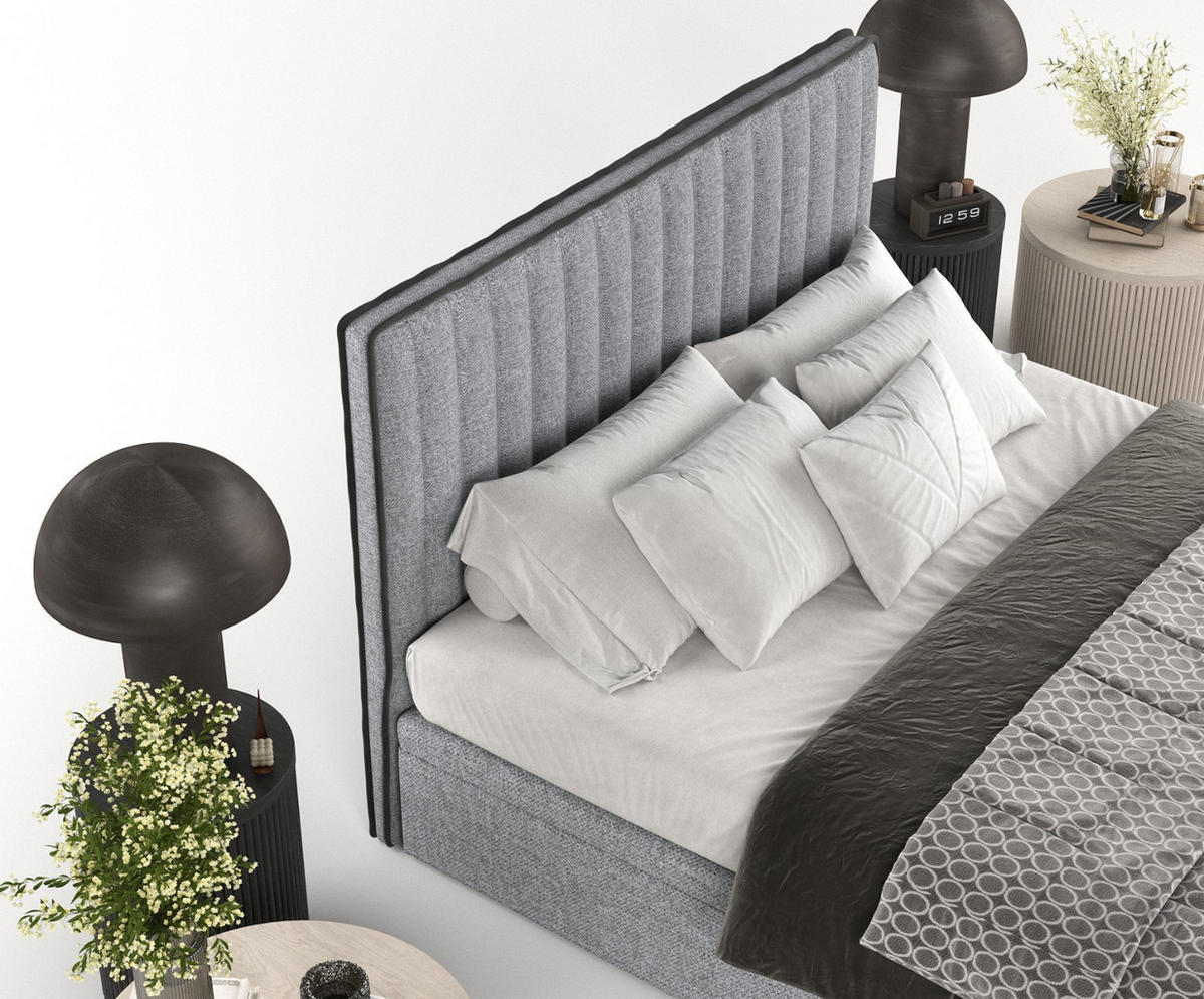 POLSTERBETT Keva mit Stauraum 120/200 cm Grau im Alta Stoff - Schwarz/Grau, Holz/Holzwerkstoff (120/200cm) - AltaBeds