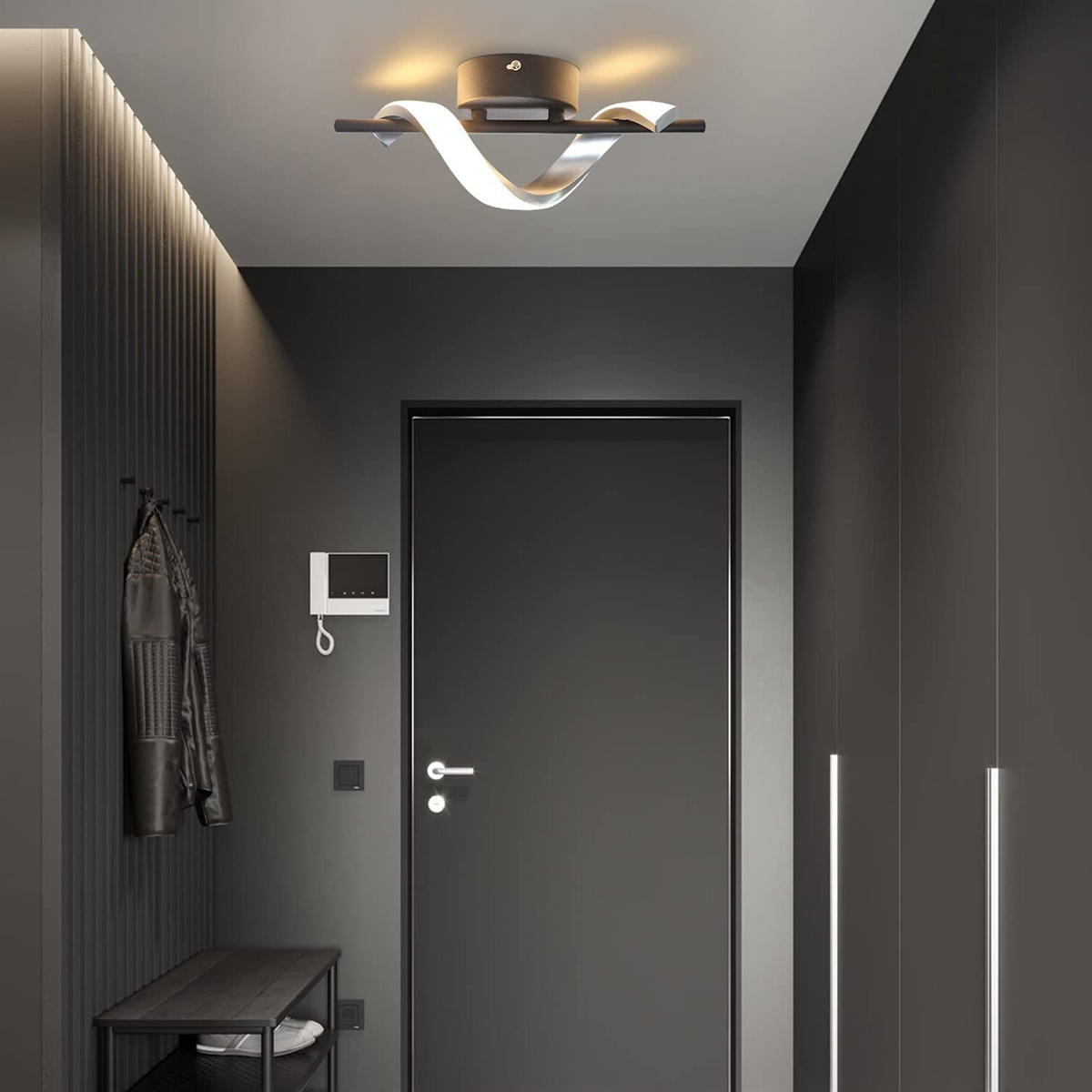 LED nástěnné světlo Yaste 30/12/12cm - černá, kov (12/12/30cm) - Nettlife