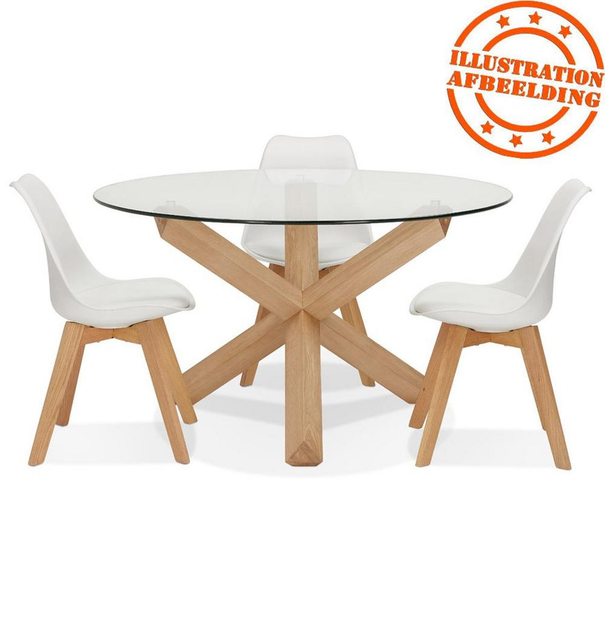 ESSTISCH Rund Massivholz Eiche Skandi-Stil FINAX, Transparent-Beige 130x130x75 cm - Transparent/Beige, Eichenholz/Holz (130/130/75cm) - KADIMA DESIGN