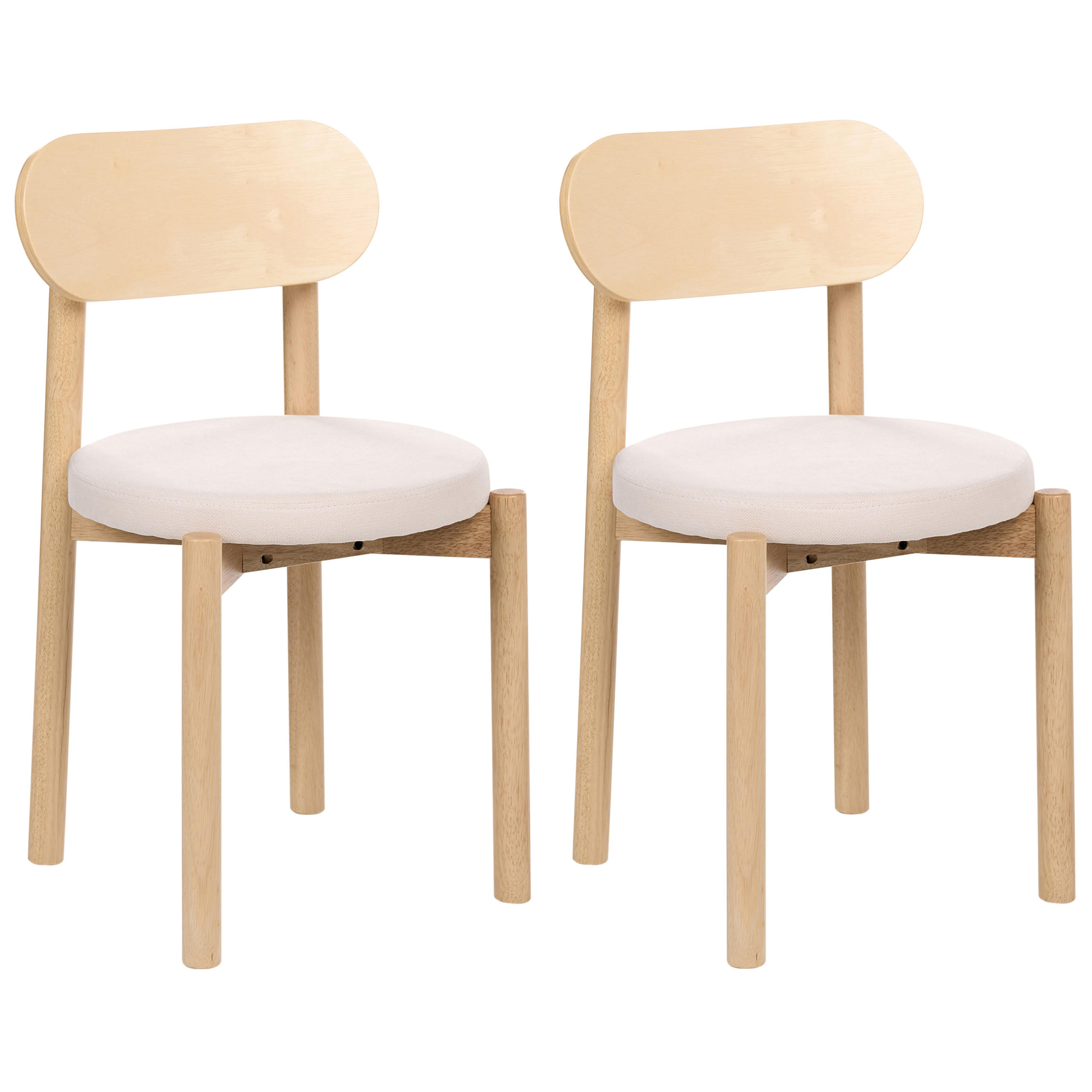 ESSZIMMERSTUHL 2er-Set Holz Hellbraun/Hellbeige Paulina - Hellbraun, Textil (44/79/45cm) - Beliani