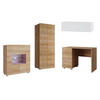 WOHNWAND Kossana 8 Modern Weiß/Goldene Eiche 290/200/52 cm - Funktional Modern - Hellbraun/Weiß, Holzwerkstoff/Kunststoff (290/200/52cm) - AX Living