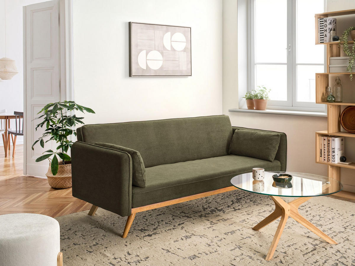 CANAPEA EXTENSIBILĂ textil verde Asaa - maro/verde, material textil (205/76/80cm) - Beliani