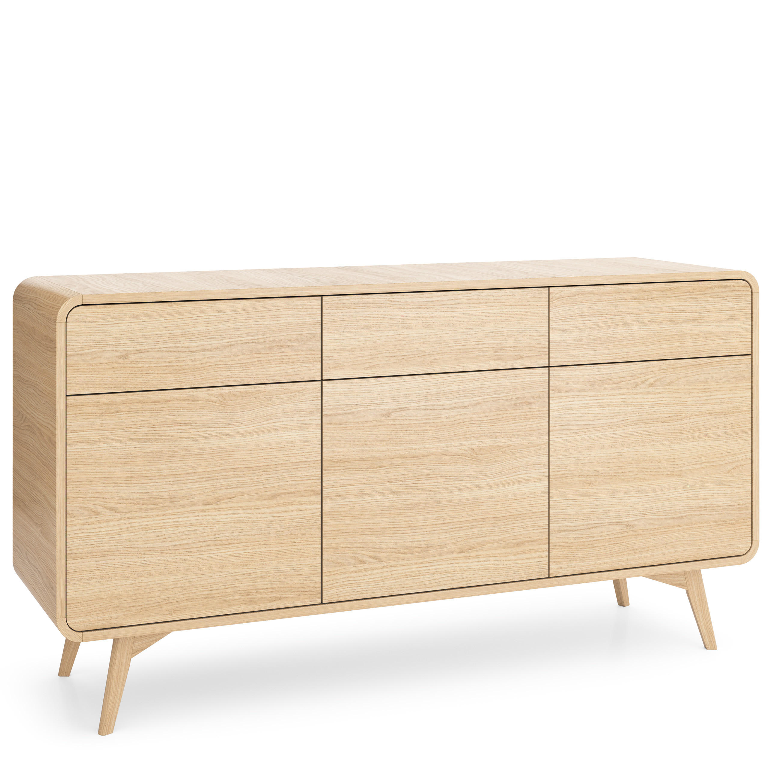 SIDEBOARD LEVANTE 160/84/39cm mit 3 Schubladen 3 Türen Eichefarben - Eichefarben/Naturfarben, Holzwerkstoff (160/84/39cm) - MASSENO
