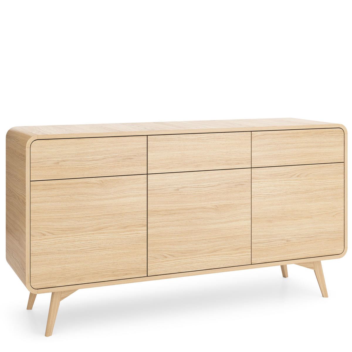SIDEBOARD LEVANTE 160/84/39cm mit 3 Schubladen 3 Türen Eichefarben - Eichefarben/Naturfarben, Holzwerkstoff (160/84/39cm) - MASSENO