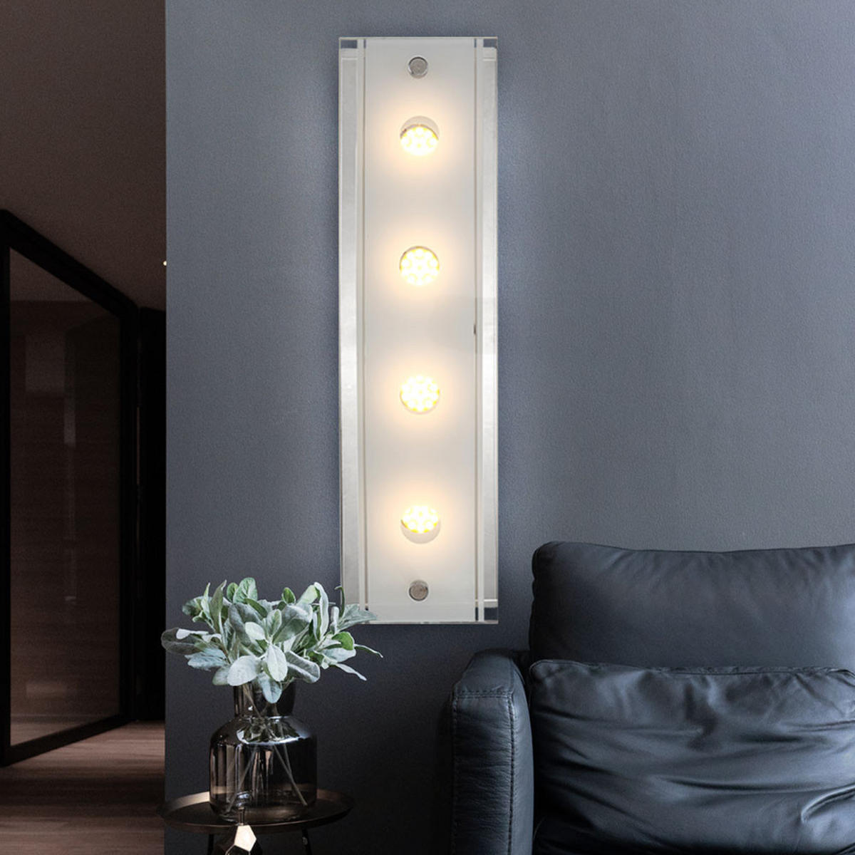 LED WANDLEUCHTE KADIRA Silber Glas satiniert - Silberfarben, Glas (9/6.5/33cm) - Globo Lighting