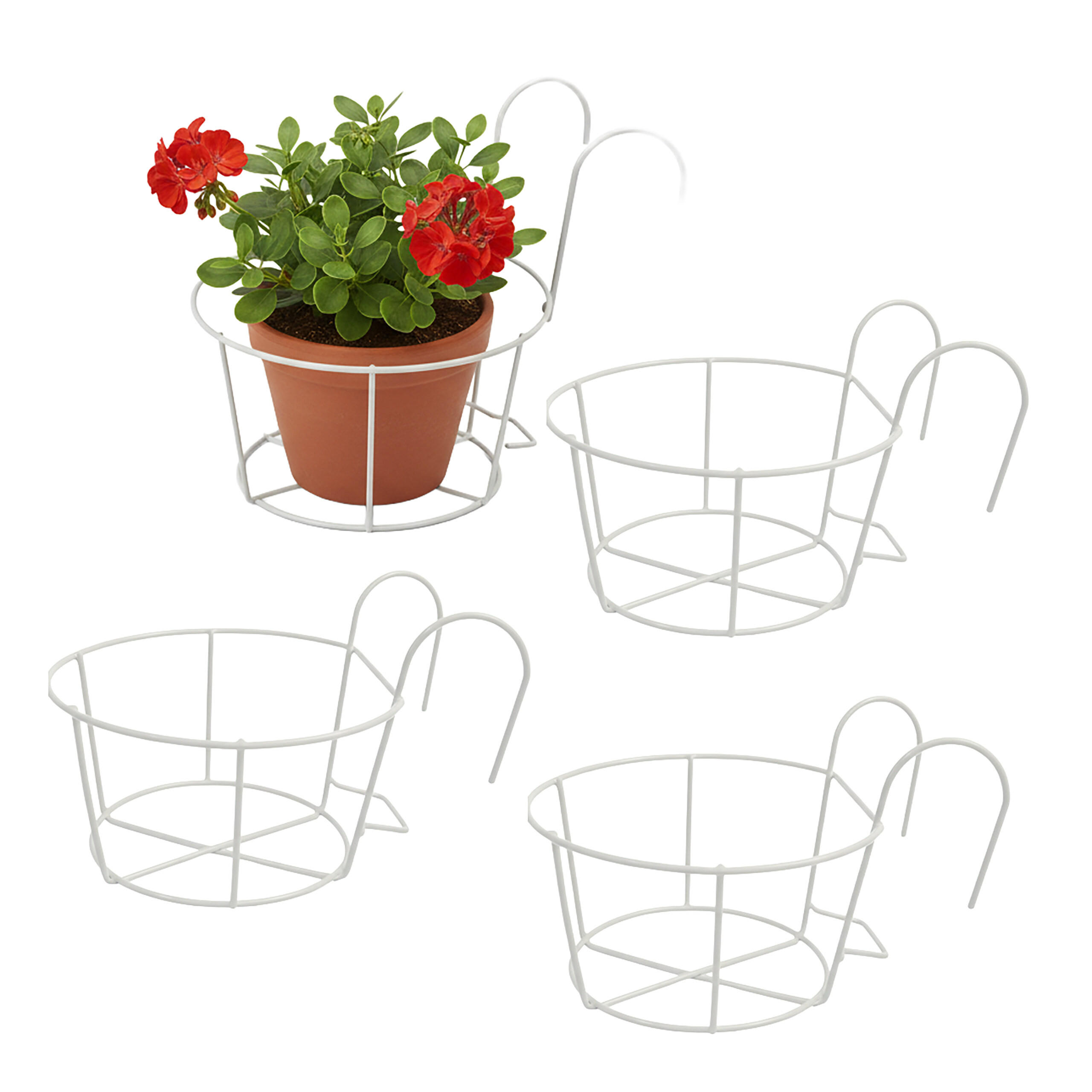 4XHÄNGEBLUMENTOPF - Weiß, Metall (21cm) - Relaxdays