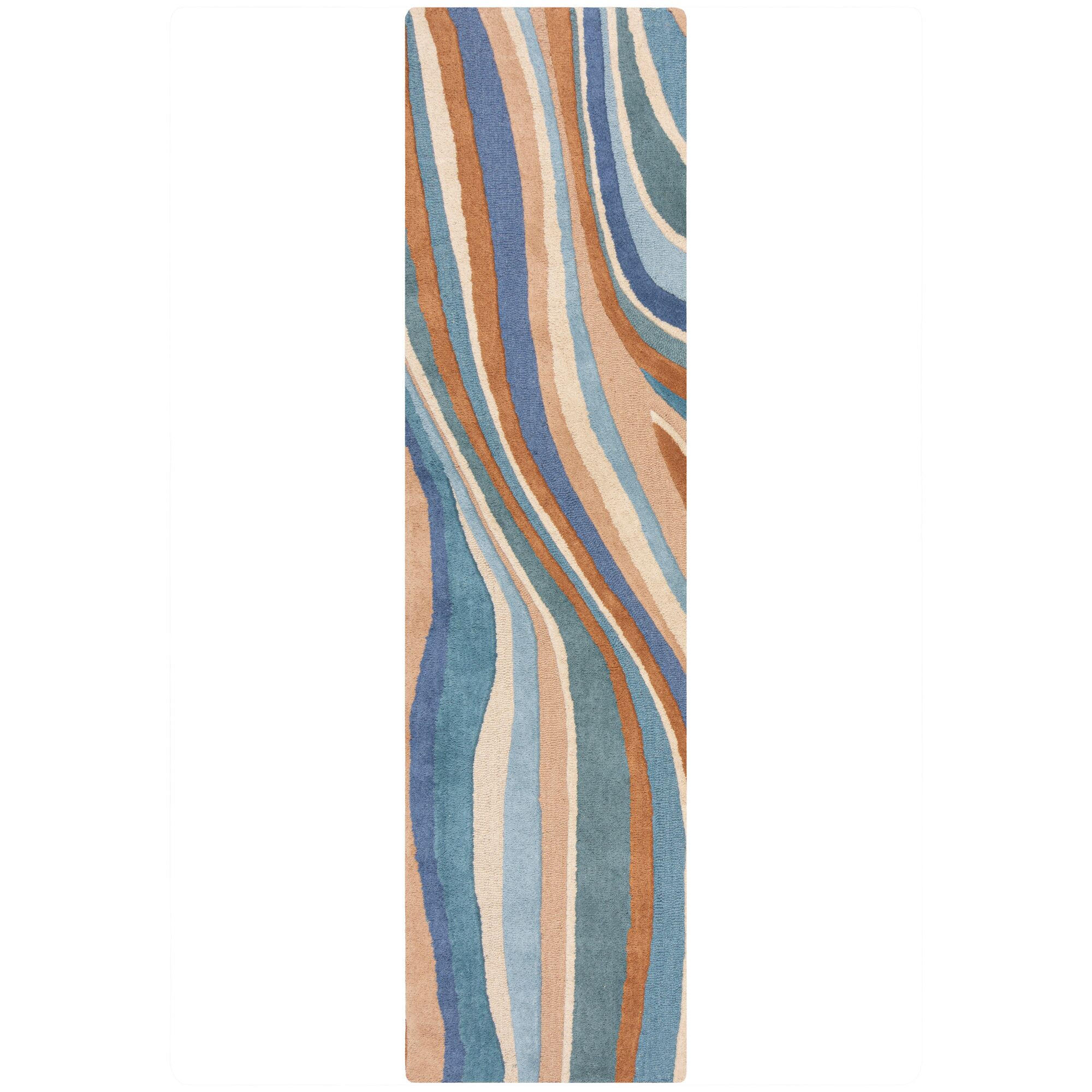 WOLLTEPPICH DERWENT, abstrakt, Blau-Bunt, 60 x 230 cm - Multicolor, Textil (230/60cm) - KADIMA DESIGN