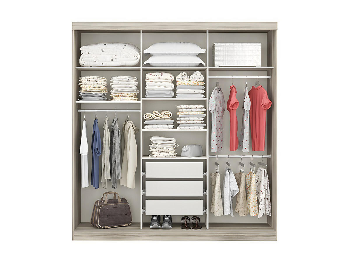 KLEIDERSCHRANK - 205 cm x 51.8 cm - Holz, Platte - Naturfarben Hell DIDDA - Naturfarben, Holz (205/219/51.8cm) - Vente-Unique