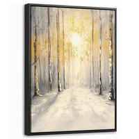 LEINWAND Bilder mit Rahmen - Winter - Abstrakt - Schnee - Natur - Sonne - 30x40 - Grau, Textil (30/40cm) - MuchoWow