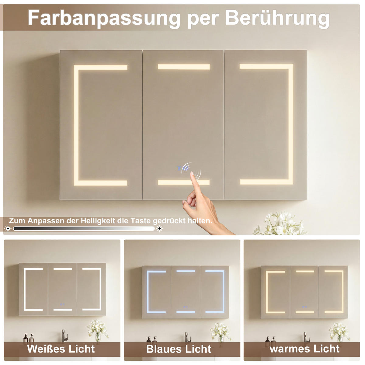 SPIEGELSCHRANK 100 cm LED, Antibeschlag, USB & Papierschlitz - Weiß, Glas (13.5/60/100cm) - SHOPENTRA