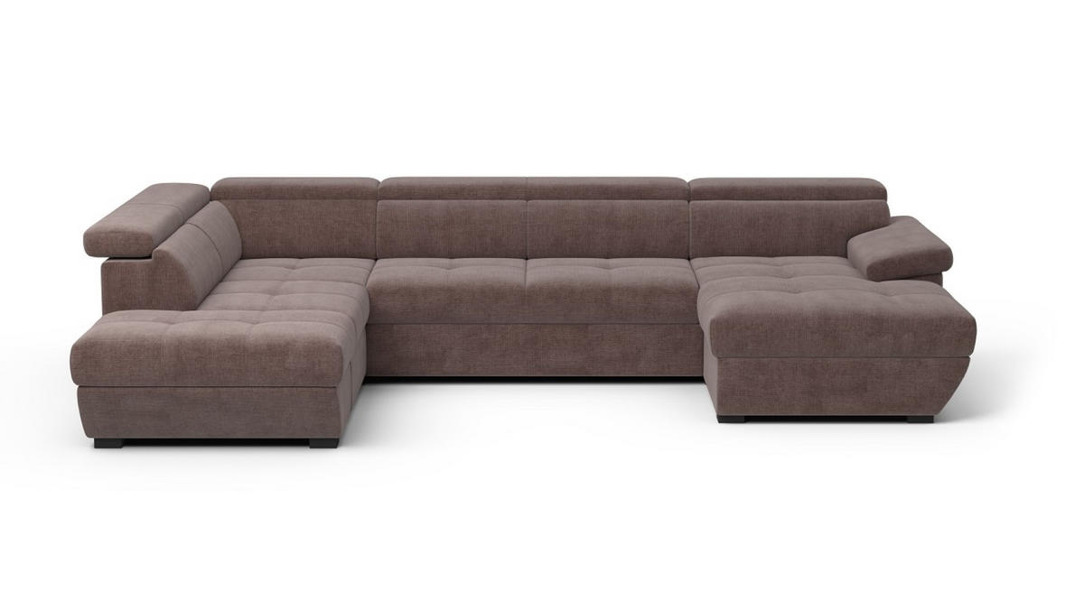 WOHNLANDSCHAFT mit Schlaffunktion und Bettkasten, Boston-Stoff - Taupe/Schwarz, Kunststoff/Textil (332/79/224cm) - Cotta