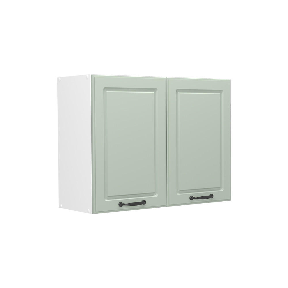KUCHYNSKÁ SKLENENÁ SKRINKA R-Line, Mint vidiecky dom/biely, 80 cm - biela/zelená, kompozitné drevo (80/60/31cm) - Vicco