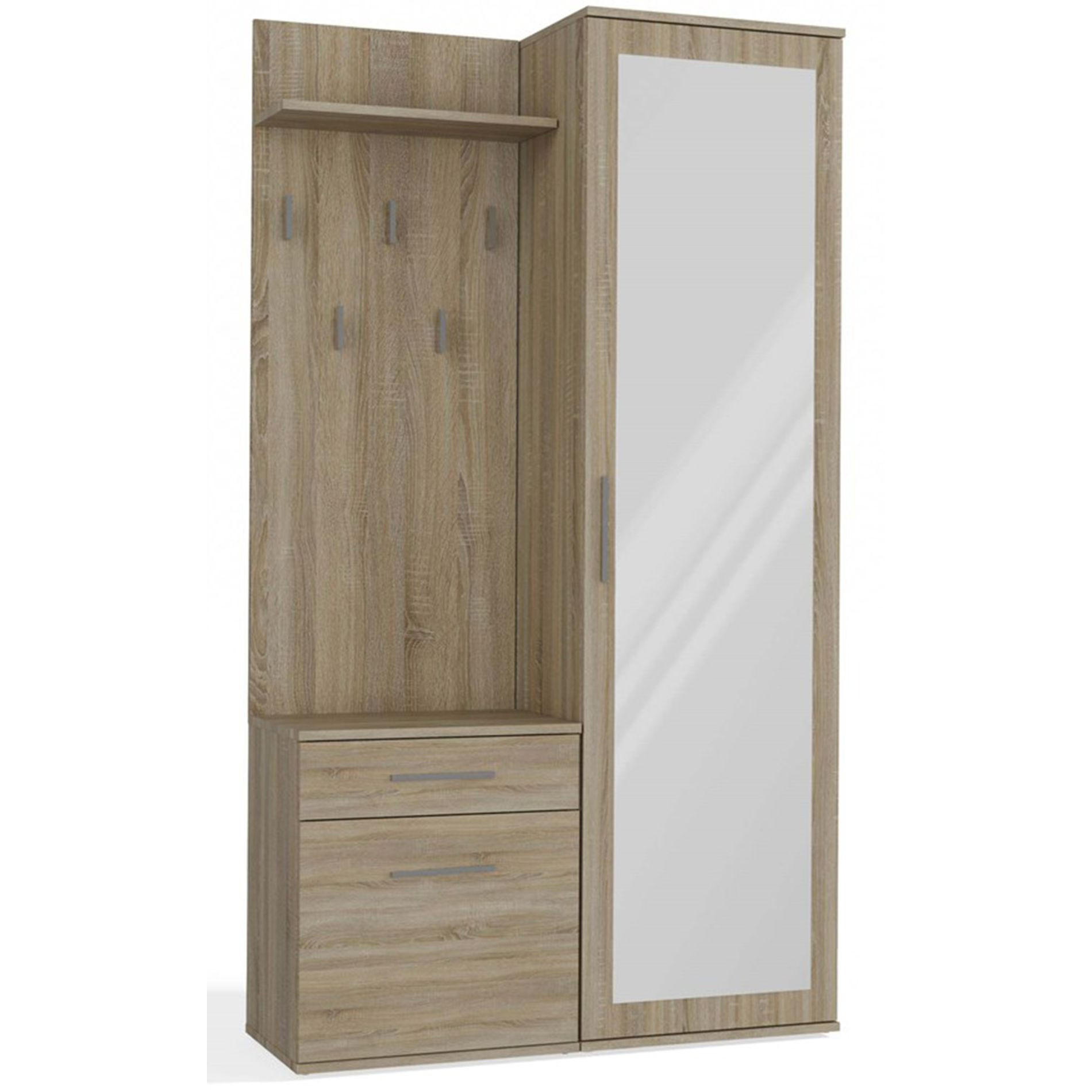 FLURMÖBEL-SET Duvio Eiche Sonoma - Silberfarben/Sonoma Eiche, Holzwerkstoff/Kunststoff (100/35/180cm) - Selsey
