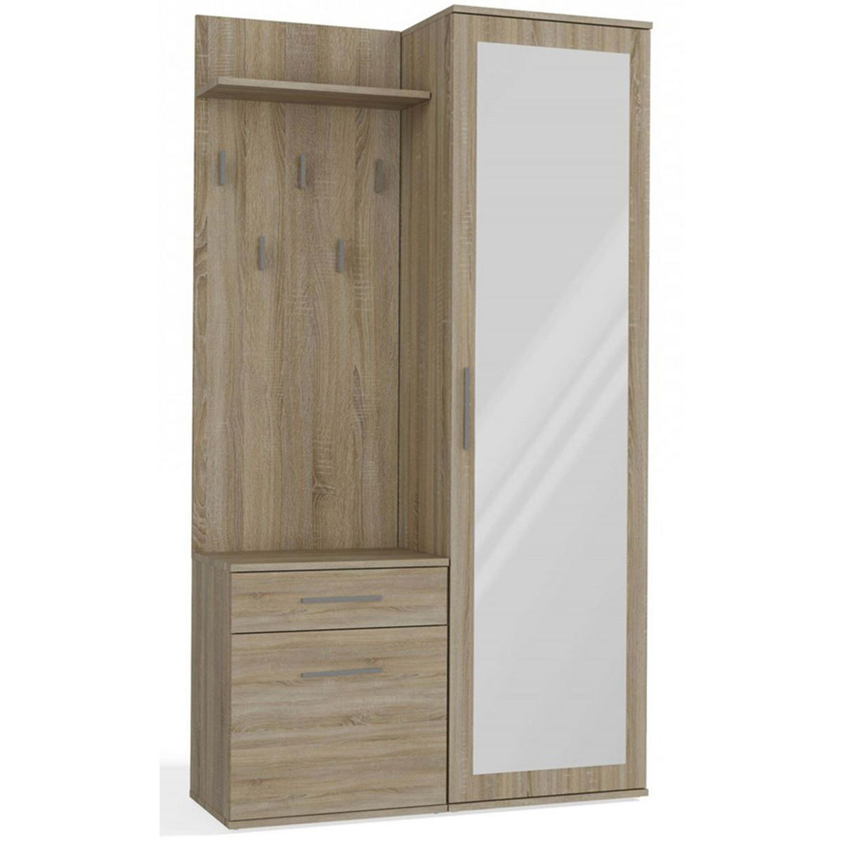 FLURMÖBEL-SET Duvio Eiche Sonoma - Silberfarben/Sonoma Eiche, Holzwerkstoff/Kunststoff (100/35/180cm) - Selsey