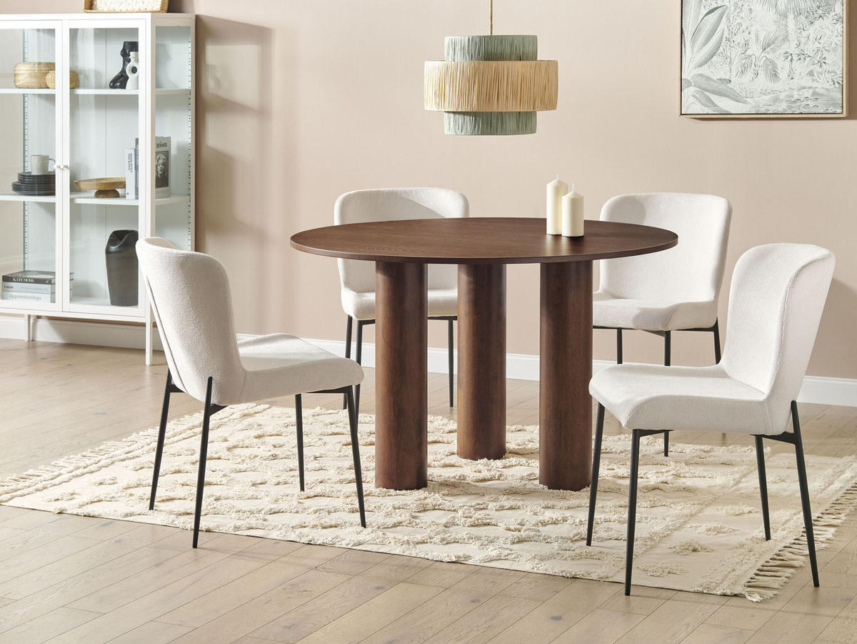 ESSTISCH 120/76 cm Dunkelbraun Rund Orin - Dunkelbraun, Holzwerkstoff (120/120/76cm) - Beliani