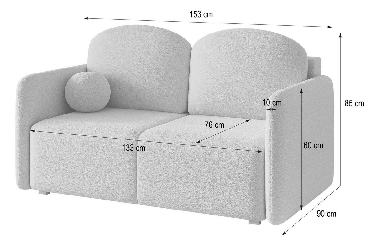 BETTSOFA SUVI II Q Creme Bucle-Stoff mit Schlaffunktion - Creme, Textil (90/85/153cm) - MASSENO