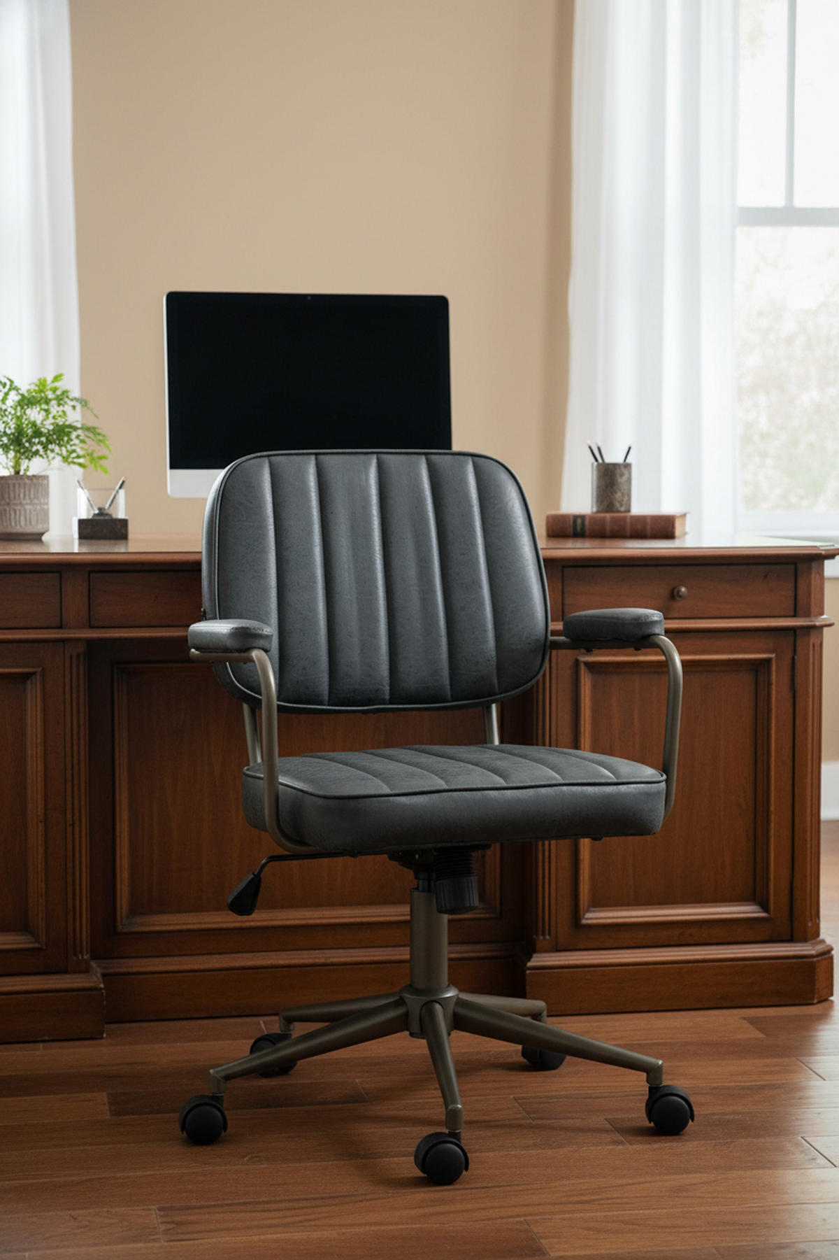 BÜROSTUHL Oxyde antik schwarz - Schwarz, Metall (61/98/63cm) - TPFLiving