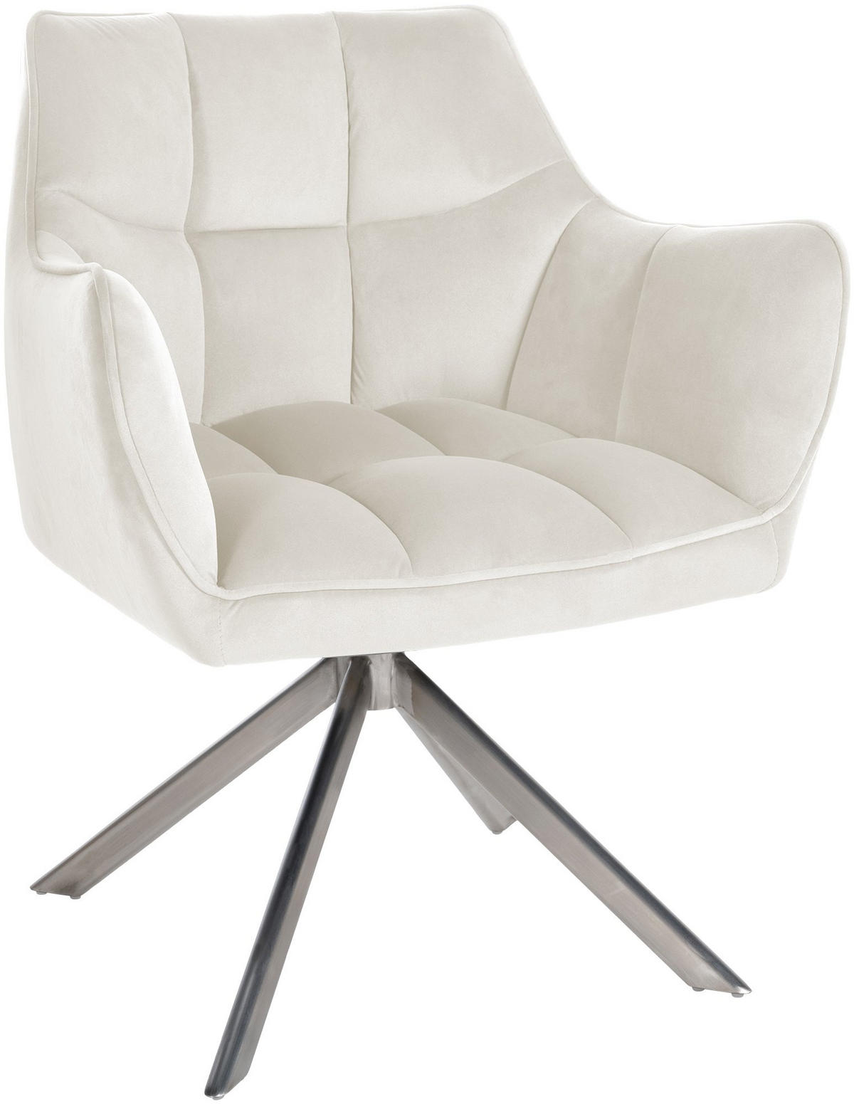 ARMLEHNENSTUHL Samt Creme - Edelstahlfarben/Creme, Textil/Metall (67/81/58cm) - CLP