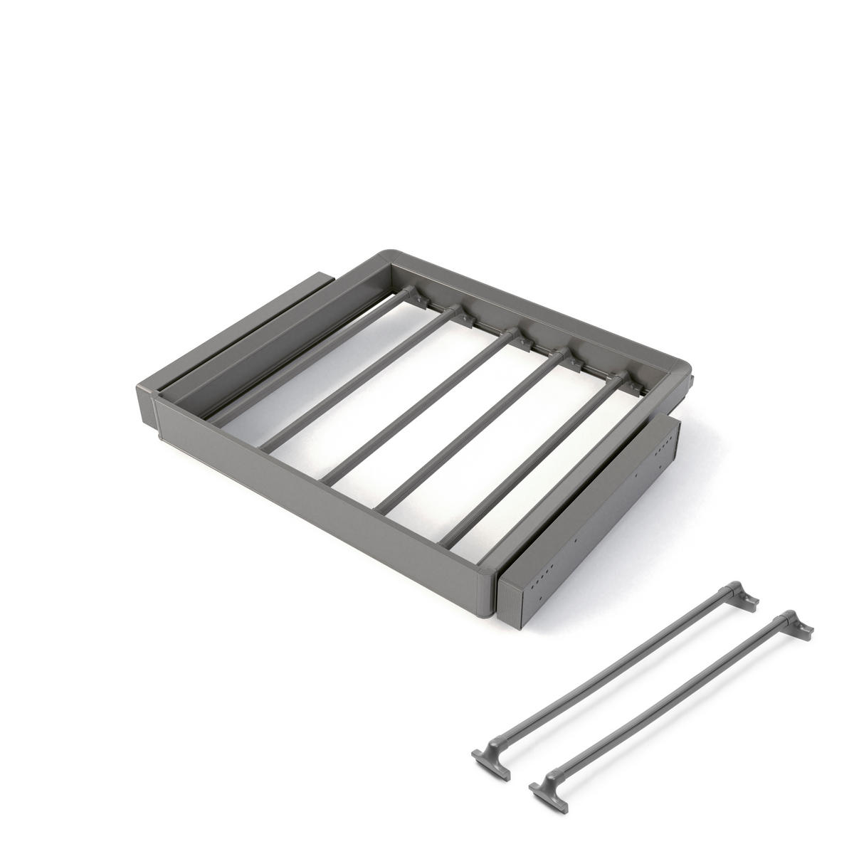 HOSENHALTER Mit 7 Stangen Und Rahmen Für Schrank Quartz, Soft-Close, Vollauszug, 60cm, Titan-Oberfläche - Titanfarben, Metall (45.5/7/58.8cm) - EMUCA