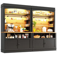 BUFFETSCHRANK Kombi Schwarz 107/43/184 cm 2er-Set - Schwarz, Holz (107/184/43cm) - PANGIVO