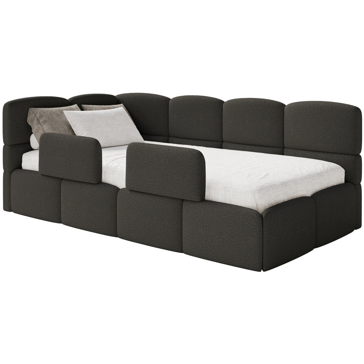 KINDERBETT Cloudy Braun 120 cm, Bouclé - Schwarz/Braun, Kunststoff/Textil (120/200cm) - Selsey
