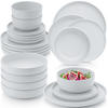 TAFELSERVICE LEEDS FROST - 24 teilig aus Steingut - Weiß, Stein (26.5/6.5/26.5cm) - Sänger