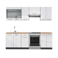 KÜCHENZEILE Fame-Line Weiß Hochglanz/Anthrazit 240 cm, AP Eiche - Weiß Hochglanz/Anthrazit, Holzwerkstoff (240/81.6/60cm) - Vicco