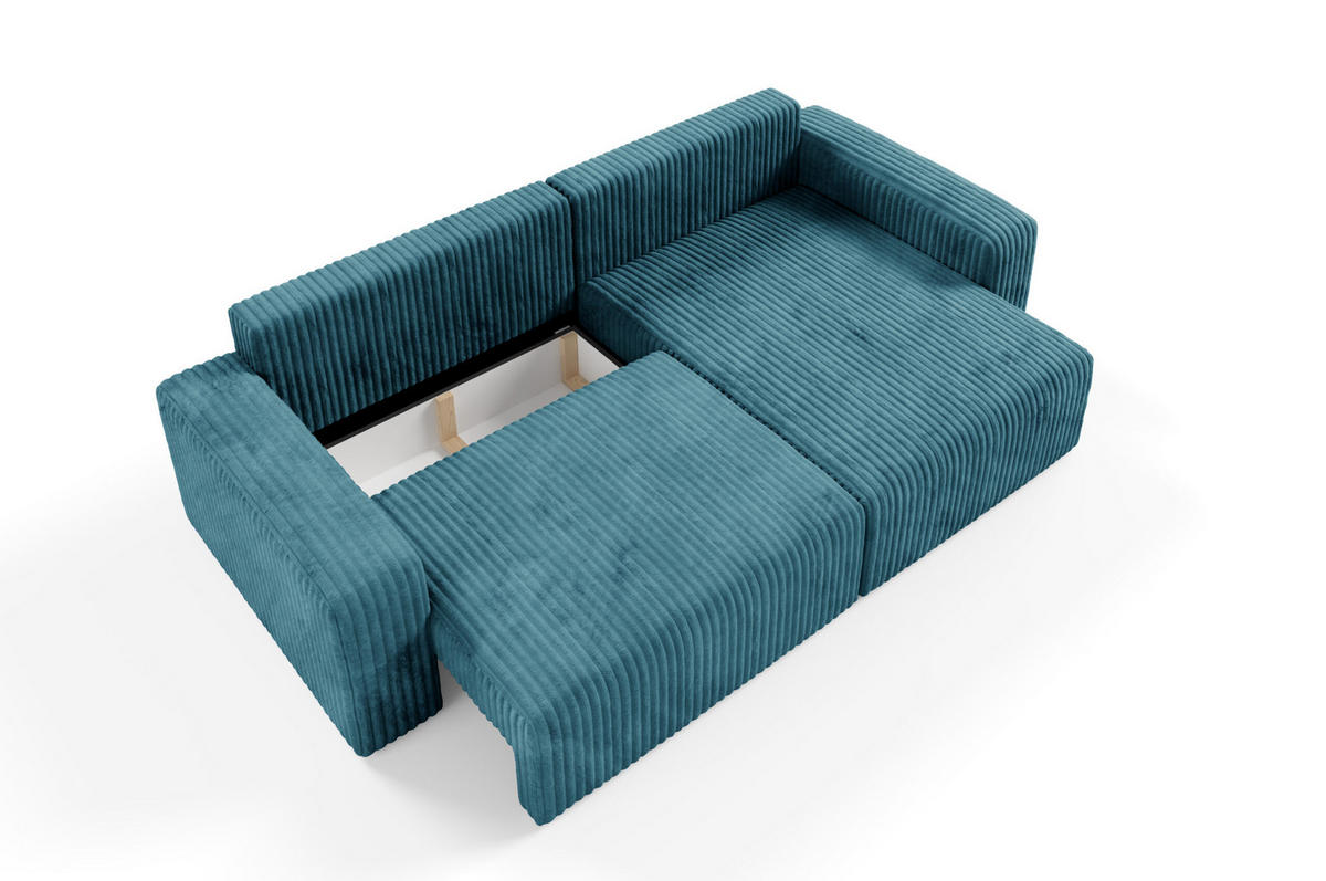 ECKSOFA mit Schlaffunktion Cord Türkis - Türkis, Textil (244/149cm) - Furnisell