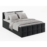 KONTINENTALBETT Vanessa 206/223 cm, in Dunkelgrau, Velours-Stoff, Bettkasten, Matratze, Topper - Dunkelgrau, Textil (200/220cm) - Barchello