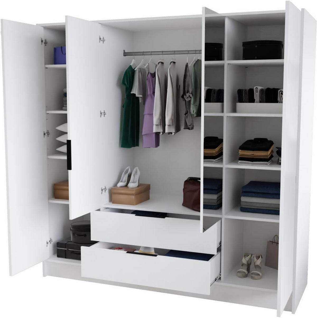 DREHTÜRENSCHRANK Nero 200/51/200 cm mit Lamellen schwarz+weiß - Schwarz/Weiß, Holzwerkstoff (200/200/51cm) - Beautysofa