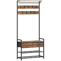 GARDEROBENSTÄNDER aus Spanplatte Rustikal Braun - Braun, Holzwerkstoff (30/181.5/80cm) - HOMCOM