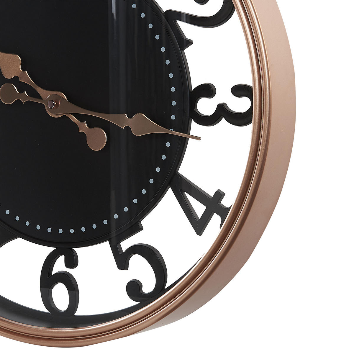 WANDUHR Kunststoff schwarz/kupfer Alloza - Schwarz, Kunststoff (44/52/5cm) - Beliani