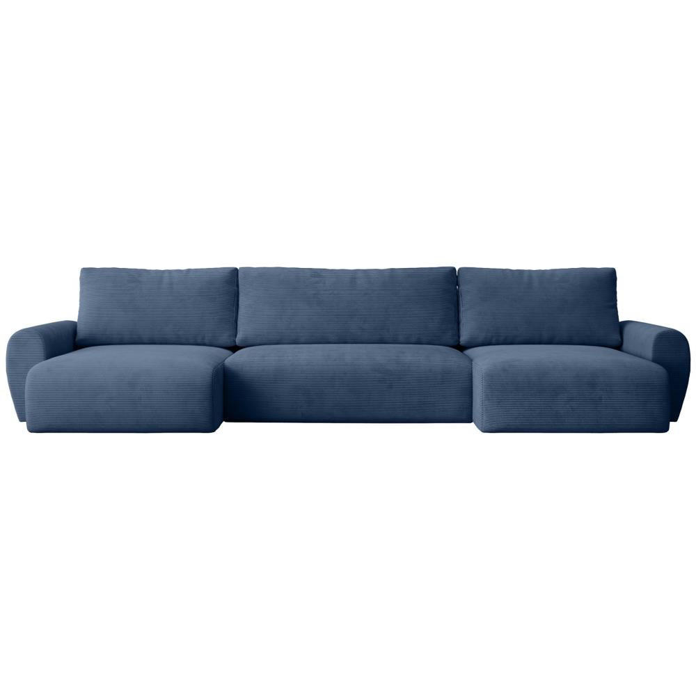 WOHNLANDSCHAFT mit Schlaffunktion Poss U dunkelblau - Dunkelblau, Textil (395/70/153cm) - Beautysofa