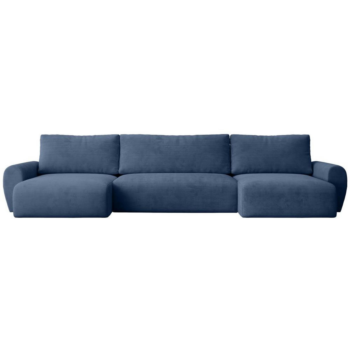 WOHNLANDSCHAFT mit Schlaffunktion Poss U dunkelblau - Dunkelblau, Textil (395/70/153cm) - Beautysofa