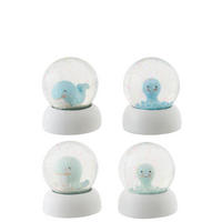 WASSEL-GLOBUS WAL + OKTOPUS (4ER SET) - Blau, Glas/Naturmaterialien (6.5/8.5/6.5cm) - J-Line