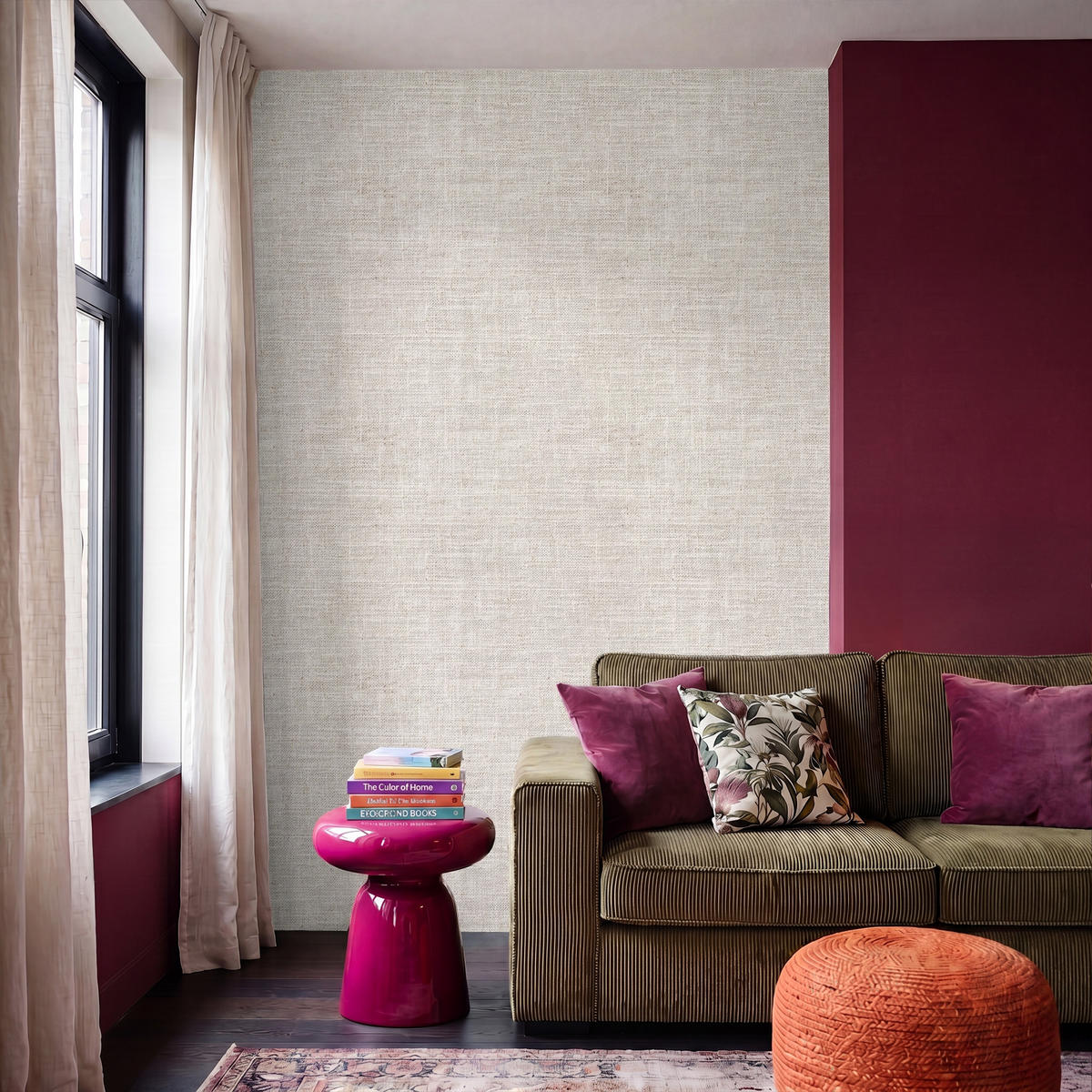 TAPETE - Leinen - Textur - Beige - 180x260 cm - Creme, Papier (180/260cm) - OnlyWow