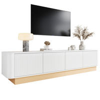 TV-LOWBOARD 200 cm geriffelt 4 Türen - Weiß, Holz (200/47.5/40cm) - LEBENLANG