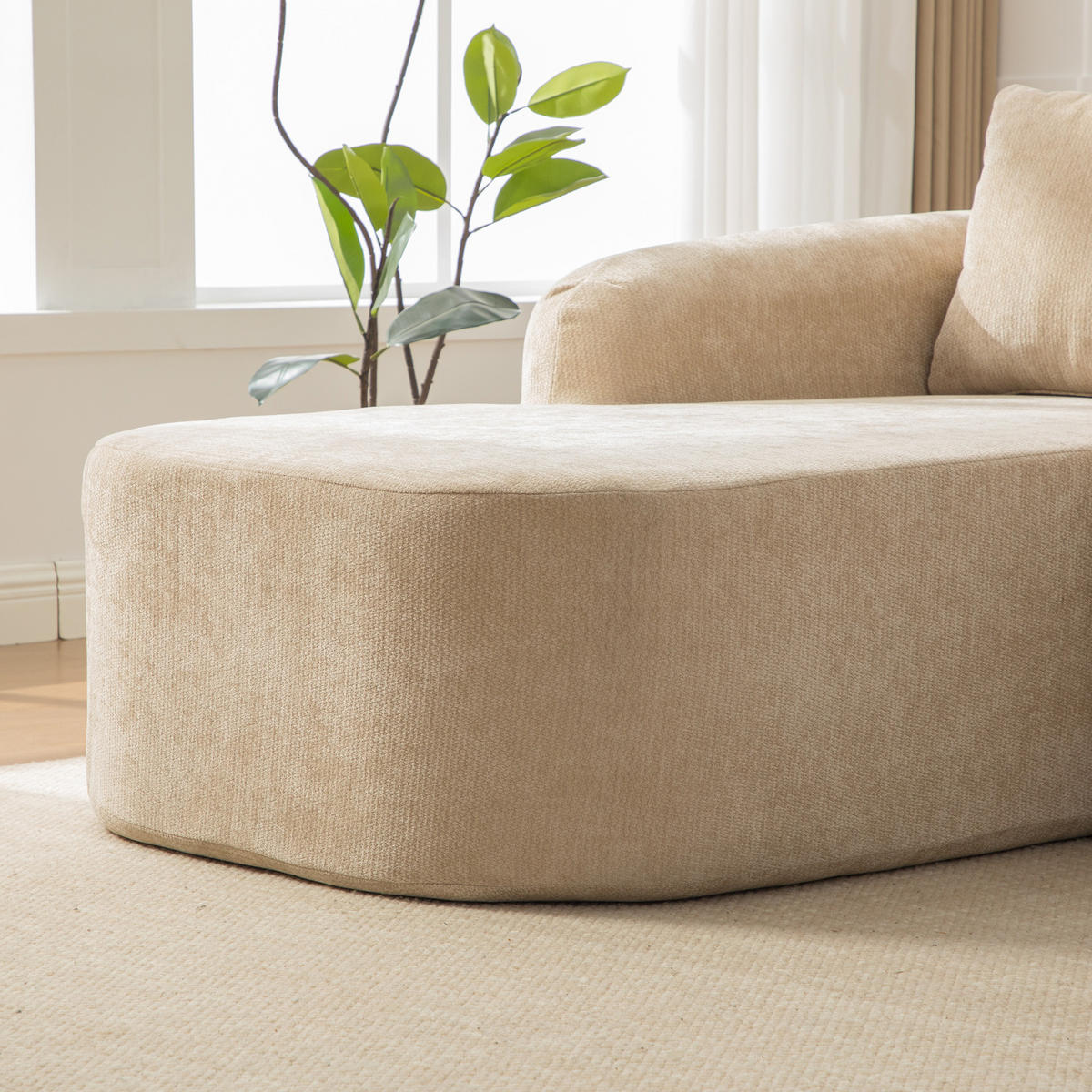 RÉCAMIERE DE-35127 linke mit Chenille-Bezug Hellkhaki - Sandfarben, Textil (99/80.5/172cm) - ComfortXL