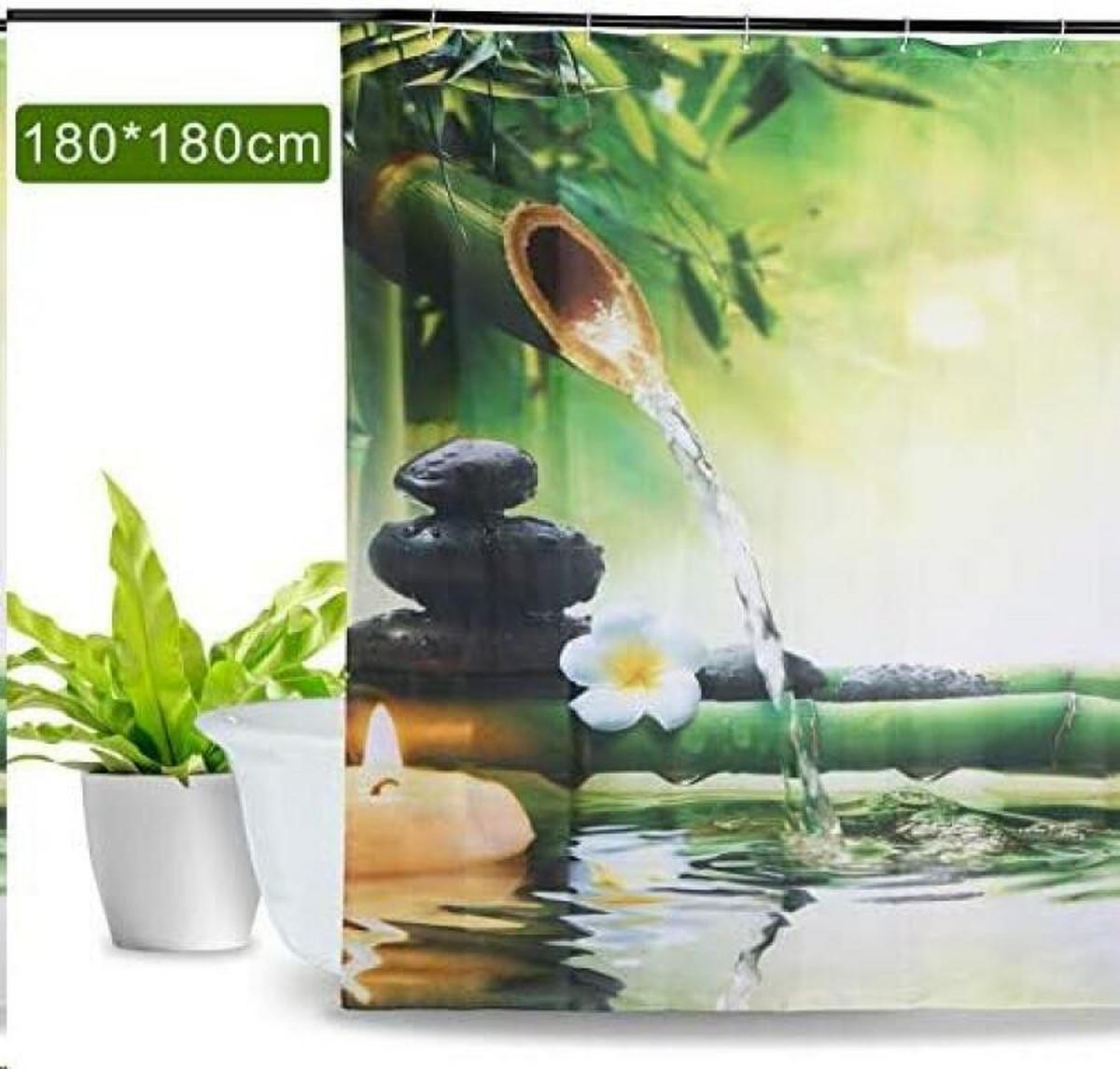 DUSCHVORHANG Grün Bambus wasserdicht maschinenwaschbar mit Haken Badezimmer - Multicolor, Kunststoff (180/180cm) - MCBOSON