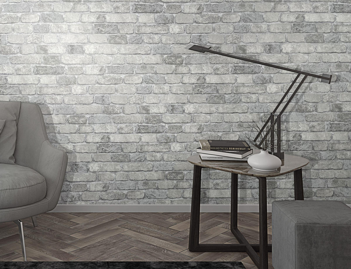 VLIESTAPETE Steinoptik Tapete grau - Grau, Papier (53/1005cm) - marburg