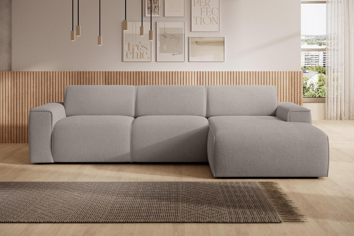 ECKSOFA L Form Didim mini Beige 310/165/78 cm – stilvolle kleine Eckcouch R - Beige/Schwarz, Kunststoff/Textil (310/165cm) - AX Living